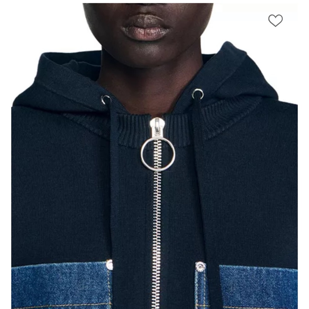 Sandro Mixed Media Hoodie Jacket NWT - Picture 4 of 4